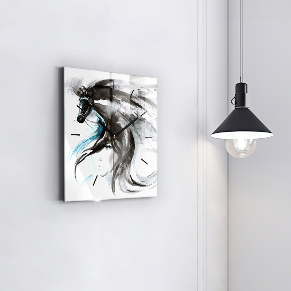 Square wall clock Abstract horse and woman