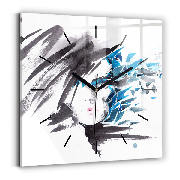 Square wall clock Abstract woman's face