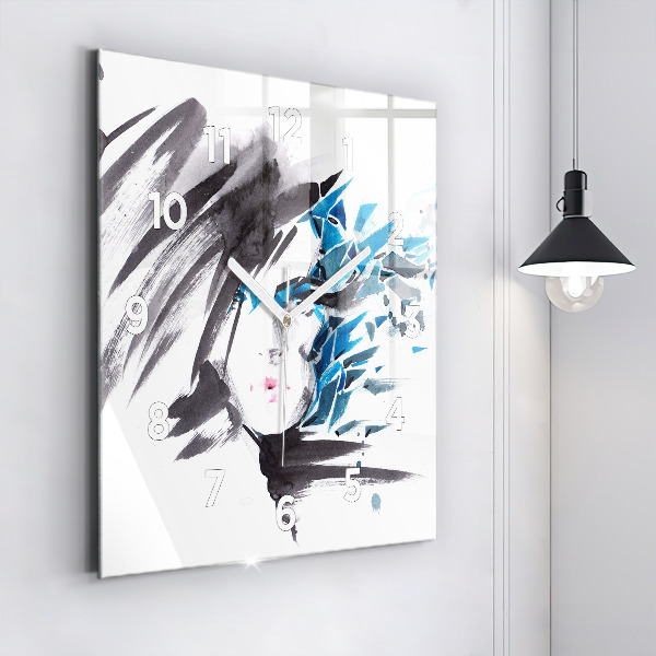 Square wall clock Abstract woman's face