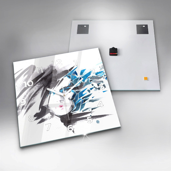 Square wall clock Abstract woman's face