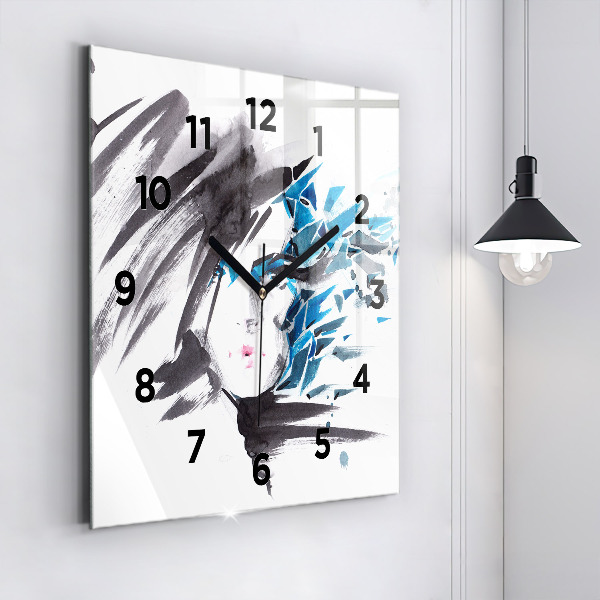 Square wall clock Abstract woman's face