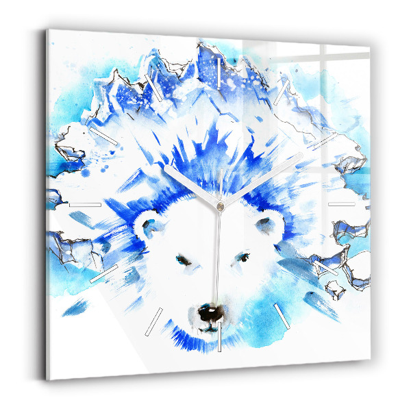 Square wall clock Bear on the ice background