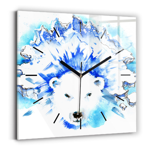 Square wall clock Bear on the ice background
