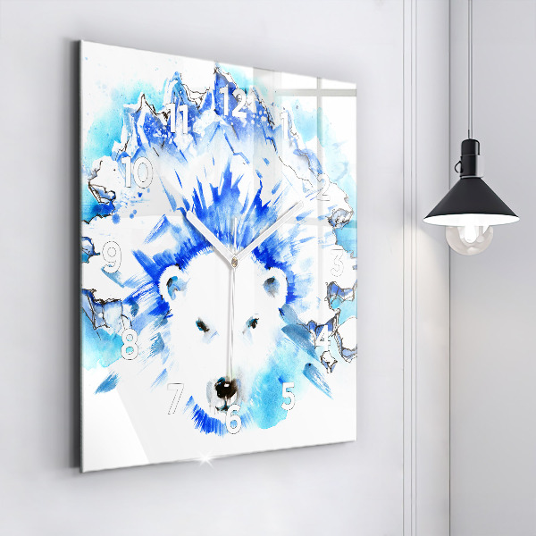 Square wall clock Bear on the ice background