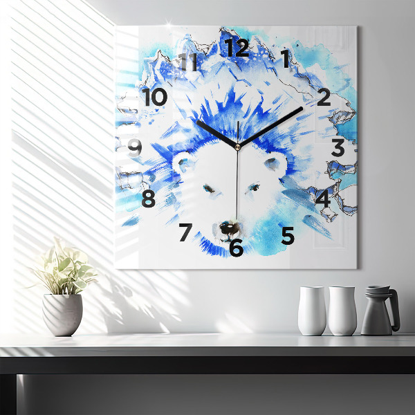 Square wall clock Bear on the ice background