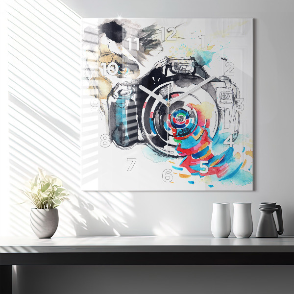 Square wall clock Woman photographer