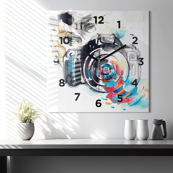 Square wall clock Woman photographer