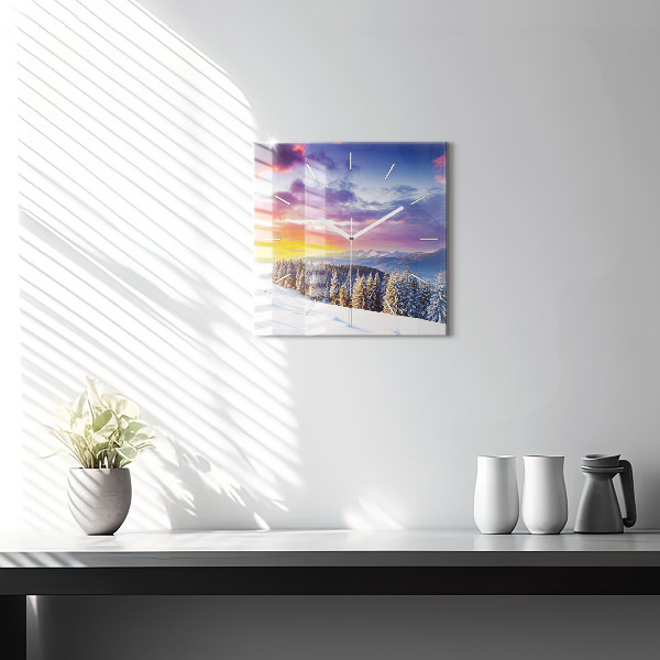 Square wall clock Winter Mountain Landscape