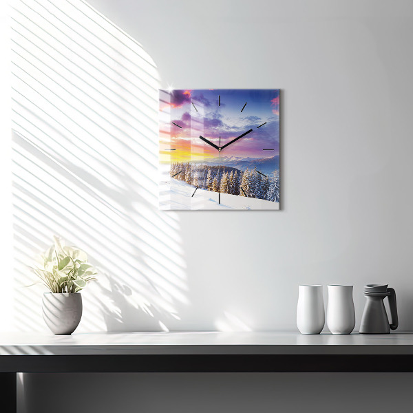 Square wall clock Winter Mountain Landscape
