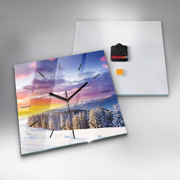 Square wall clock Winter Mountain Landscape