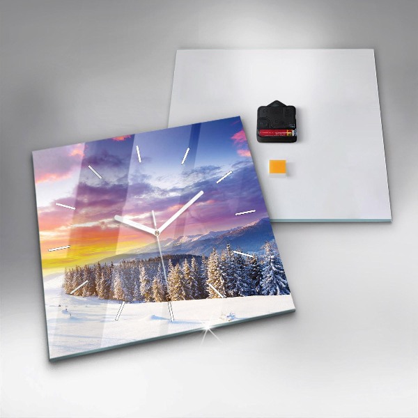 Square wall clock Winter Mountain Landscape