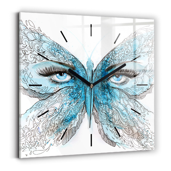 Square wall clock Butterfly face