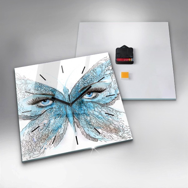 Square wall clock Butterfly face