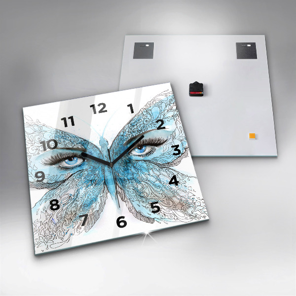 Square wall clock Butterfly face