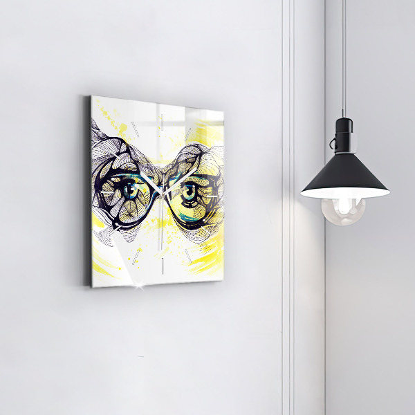 Square wall clock Eyes with glasses