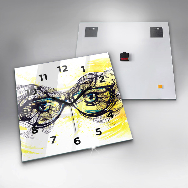 Square wall clock Eyes with glasses