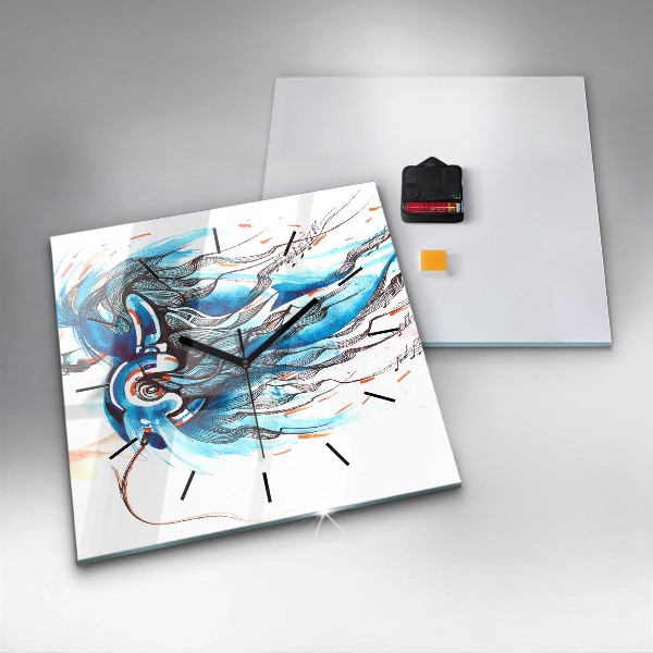 Square wall clock Illustration of a handset