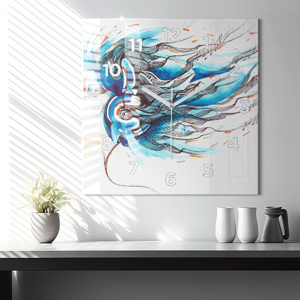 Square wall clock Illustration of a handset