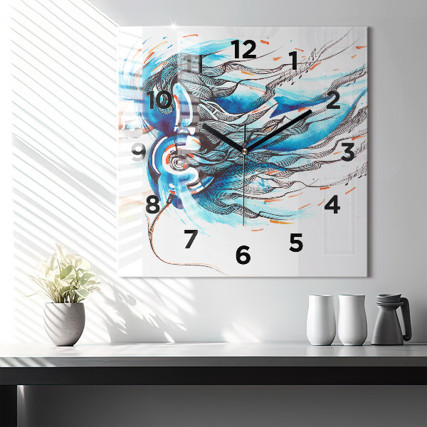 Square wall clock Illustration of a handset