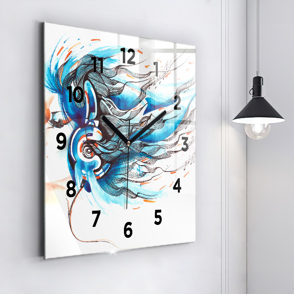 Square wall clock Illustration of a handset