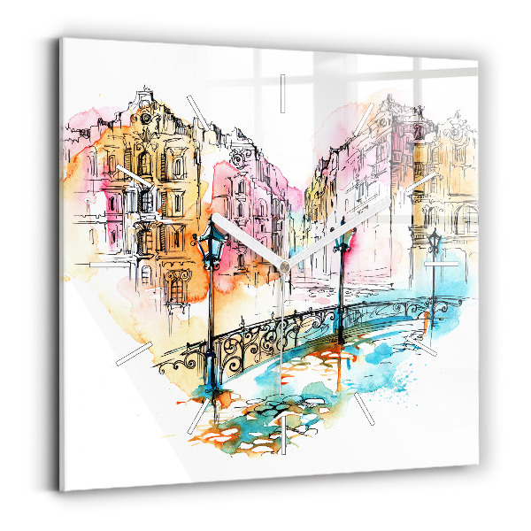Square wall clock Painted Architecture