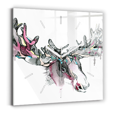 Square wall clock Moose abstract