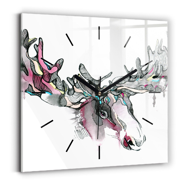 Square wall clock Moose abstract