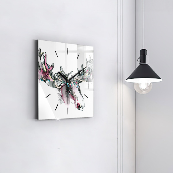 Square wall clock Moose abstract
