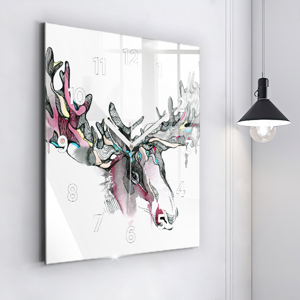Square wall clock Moose abstract