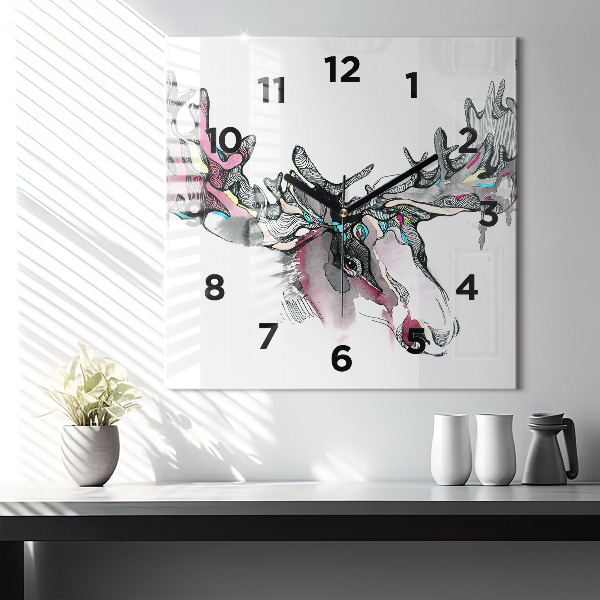 Square wall clock Moose abstract