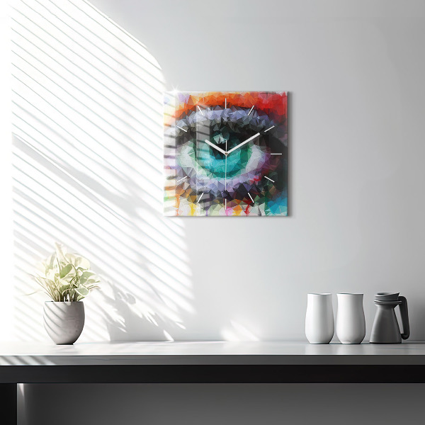 Square wall clock Colorful human eye