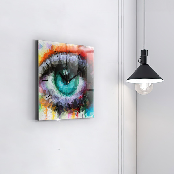Square wall clock Colorful human eye