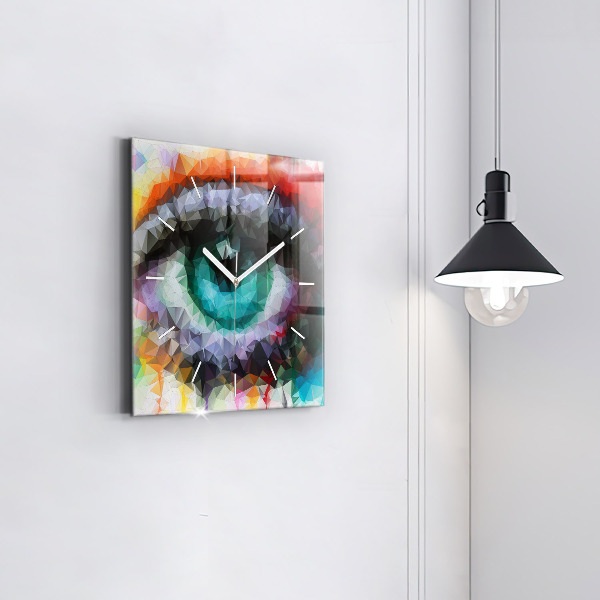 Square wall clock Colorful human eye