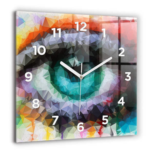 Square wall clock Colorful human eye