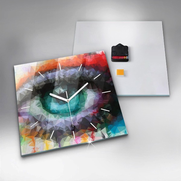 Square wall clock Colorful human eye