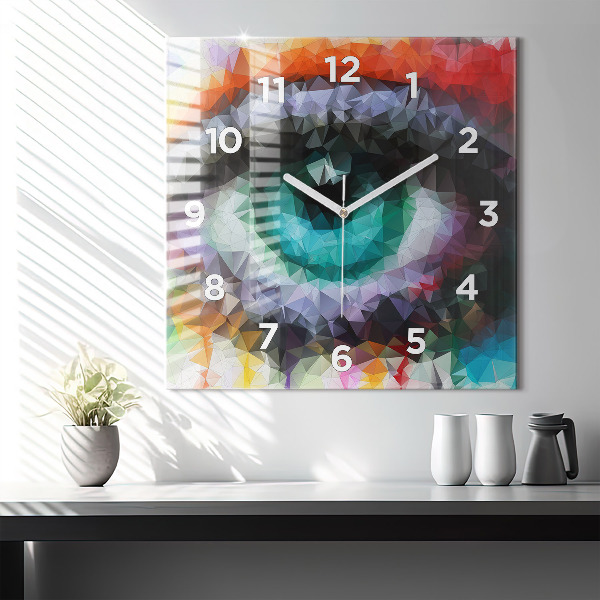 Square wall clock Colorful human eye