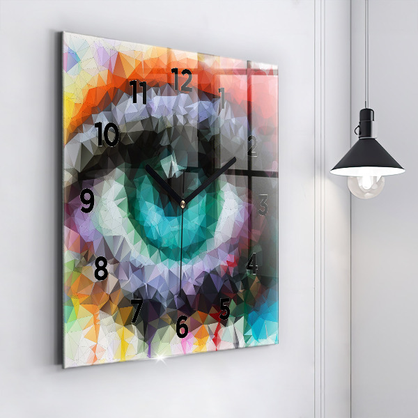 Square wall clock Colorful human eye