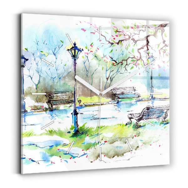 Square wall clock Picturesque spring