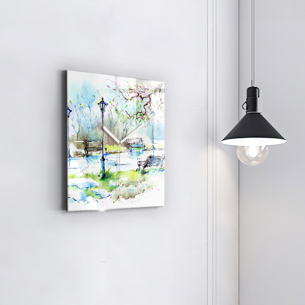 Square wall clock Picturesque spring