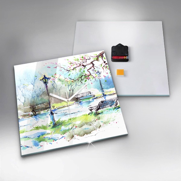 Square wall clock Picturesque spring