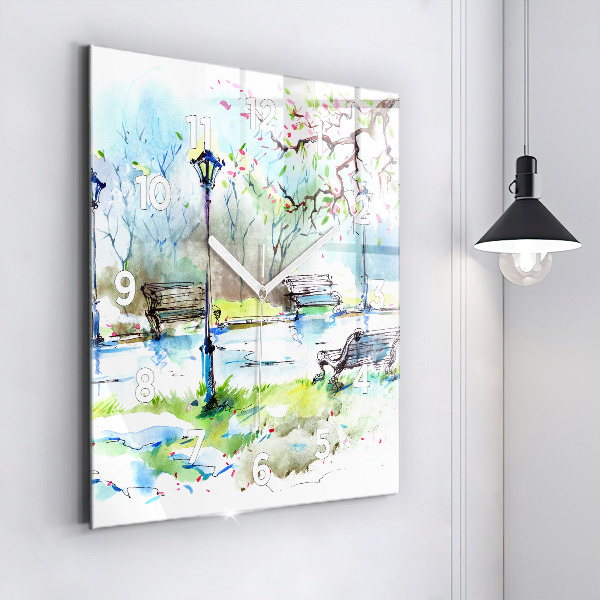 Square wall clock Picturesque spring
