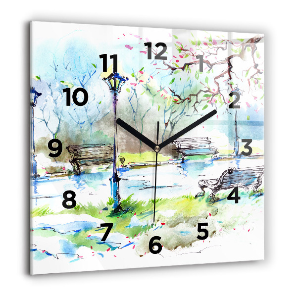 Square wall clock Picturesque spring