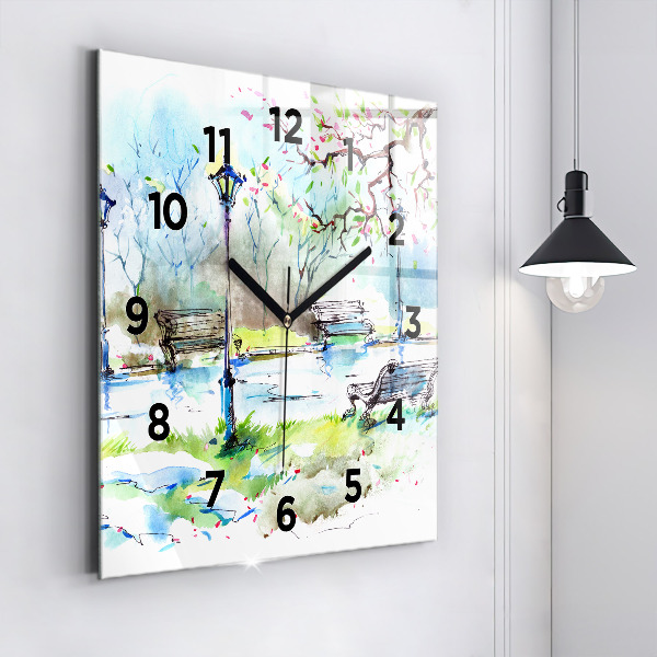 Square wall clock Picturesque spring