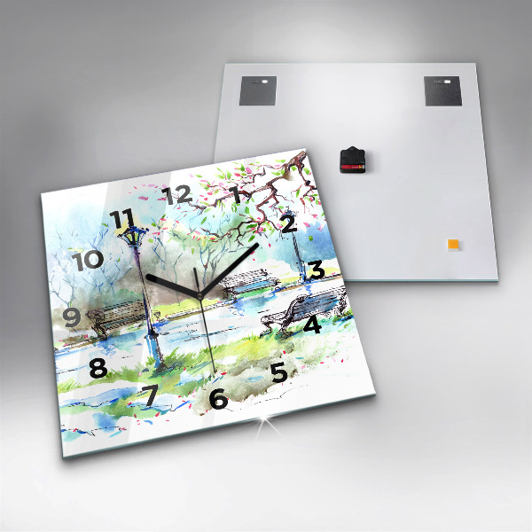 Square wall clock Picturesque spring