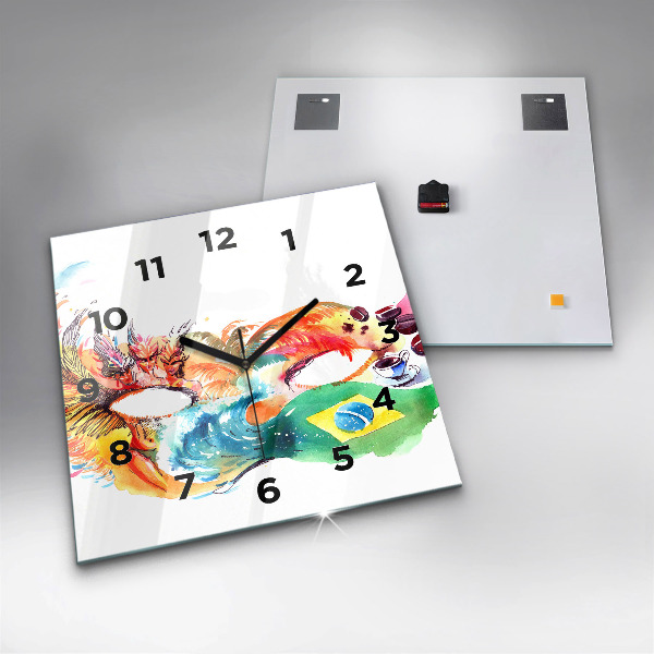 Square wall clock Culture - Brazilian flag