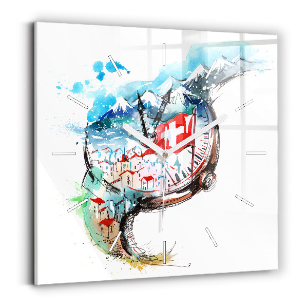 Square wall clock Swiss watch