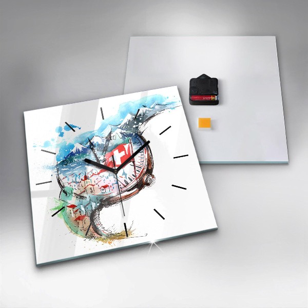 Square wall clock Swiss watch