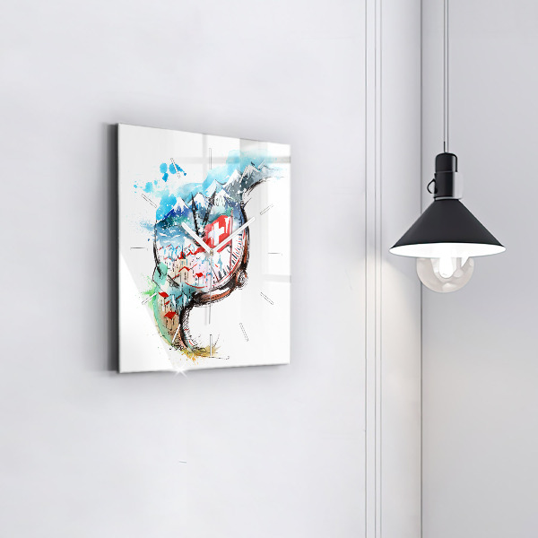 Square wall clock Swiss watch