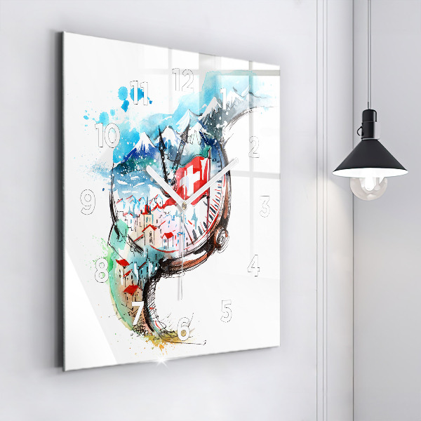 Square wall clock Swiss watch