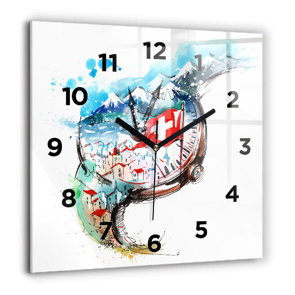 Square wall clock Swiss watch